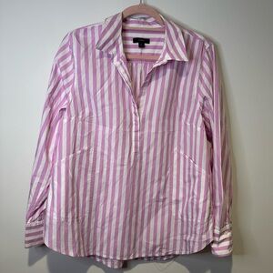 j crew striped button front popover tunic size medium